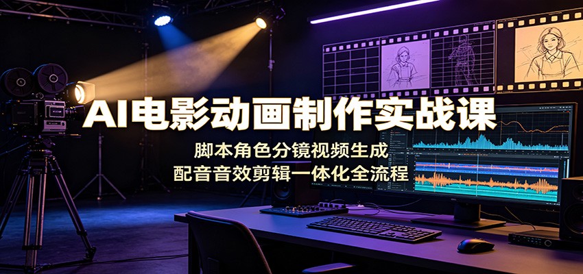 AI电影动画制作实战课：脚本角色分镜视频生成，配音音效剪辑一体化全流程-鼎铸网