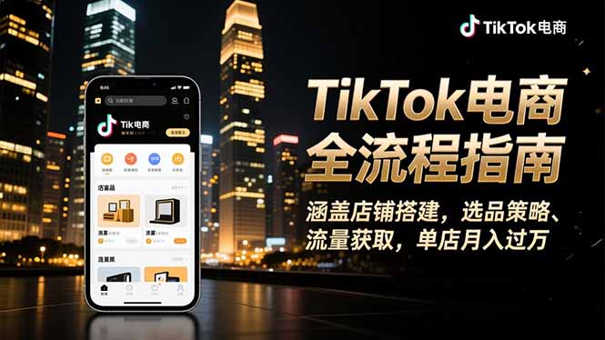 f19c9d5773dcf5e940af309e8b813af4.jpeg TikTok电商全流程指南,涵盖店铺搭建、选品策略、流量获取,单店月入过万