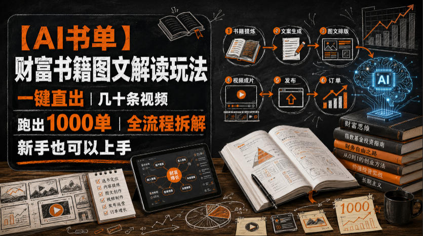 f1b0c36d115edd9878cb25e87faecd9a.jpeg 【AI书单】财富书籍图文解读玩法,一键直出,几十条视频,跑出1000单,全流程拆解,新手也可以上手