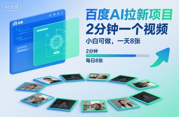 百度AI拉新项目，2分钟一个视频，小白可做，一天8张【附案例+保姆级教程】-鼎铸网