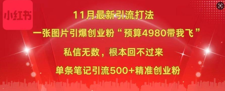 f1d4e8826be783a7fe061457e0b5eabd.jpeg 小红书11月最新图片打粉,一张图片引爆创业粉,“预算4980带我飞”,单条引流500+精准创业粉
