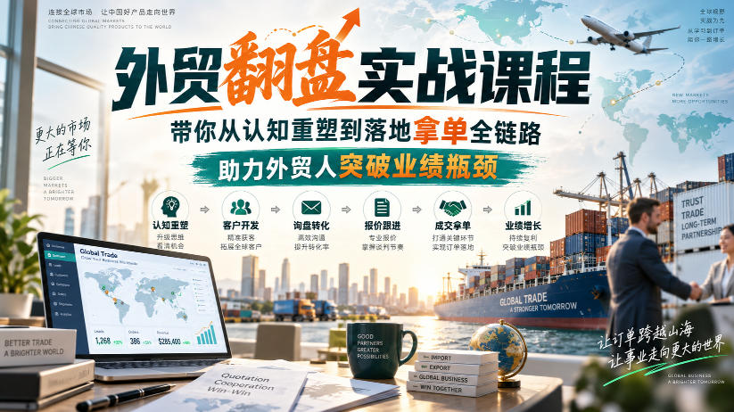 外贸翻盘实战课程，带你从认知重塑到落地拿单全链路，助力外贸人突破业绩瓶颈-鼎铸网