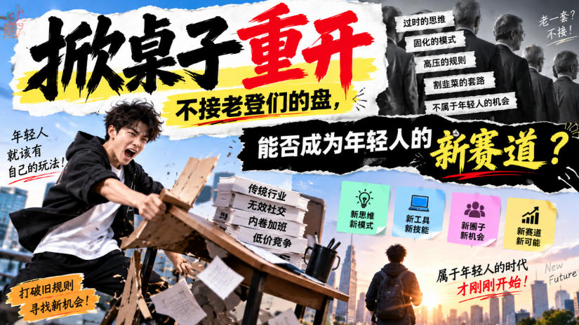 某公众号付费文章：掀桌子重开，不接老登们的盘，能否成为年轻人的新赛道？-鼎铸网