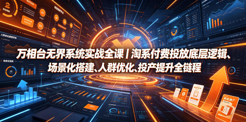 万相台无界系统实战全课｜淘系付费投放底层逻辑、场景化搭建、人群优化、投产提升全链路运营教程-鼎铸网