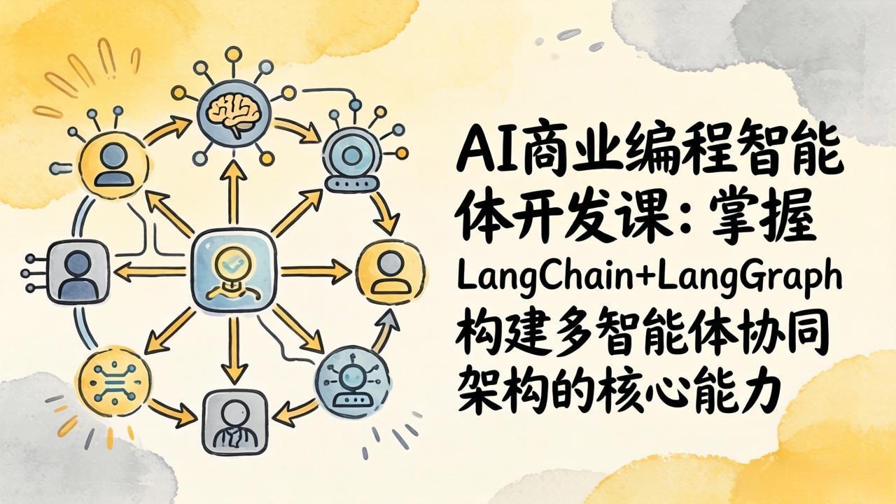 f2b04e5f5c7818968c1bb1f851e89f2a.jpeg AI商业编程智能体开发课:掌握LangChain+LangGraph构建多智能体协同架构的核心能力