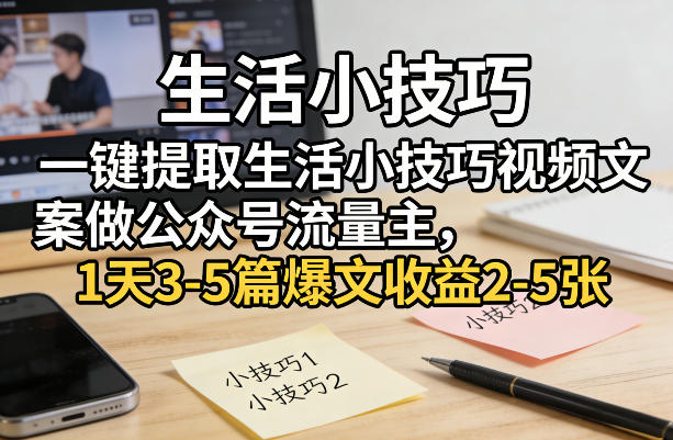 f3575462b8a36bec923a90d34f9e0537.jpeg 一键提取生活小技巧视频文案做公众号流量主,1天3-5篇爆文收益2-5张