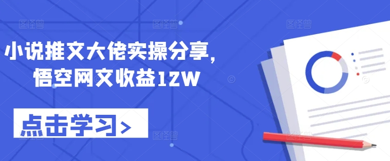 小说推文大佬实操分享，悟空网文收益12W-鼎铸网