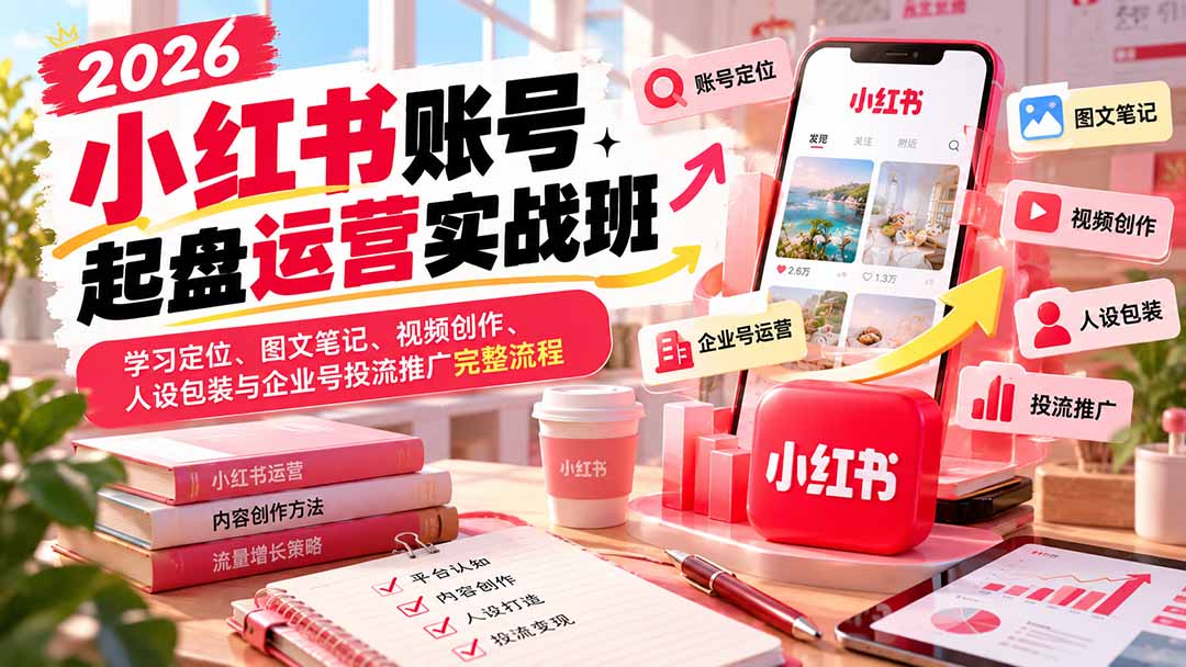 f3ea4bbe5f892d7feda7d3b5ca9c375c.jpeg 2026小红书账号起盘运营实战班:学习定位、图文笔记、视频创作、人设包装与企业号投流推广完整流程