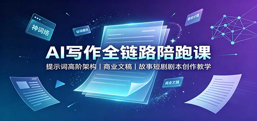 AI写作全链路陪跑课：提示词高阶架构，商业文稿，故事短剧剧本创作教学-鼎铸网