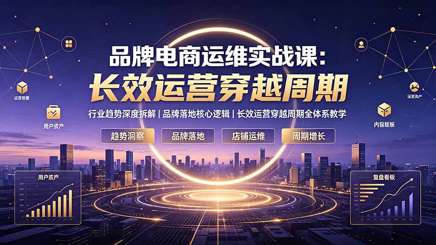 f405a86b4a7e44bb3ab9f9e6054ae158.jpeg 品牌电商运维实战课:行业趋势深度拆解|品牌落地核心逻辑|长效运营穿越周期全体系教学