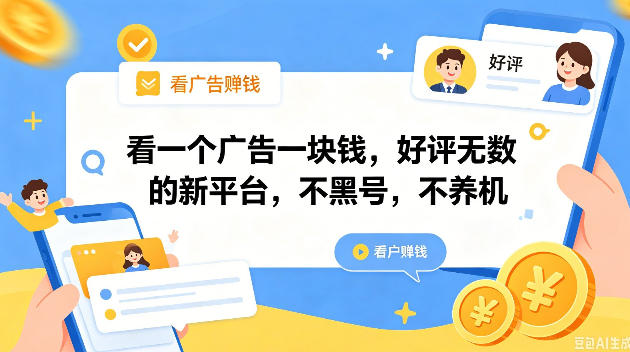 看一个广告一块钱,好评无数的新平台,不黑号,不养机,一撸几十块钱还是不错的【揭秘】-鼎铸网