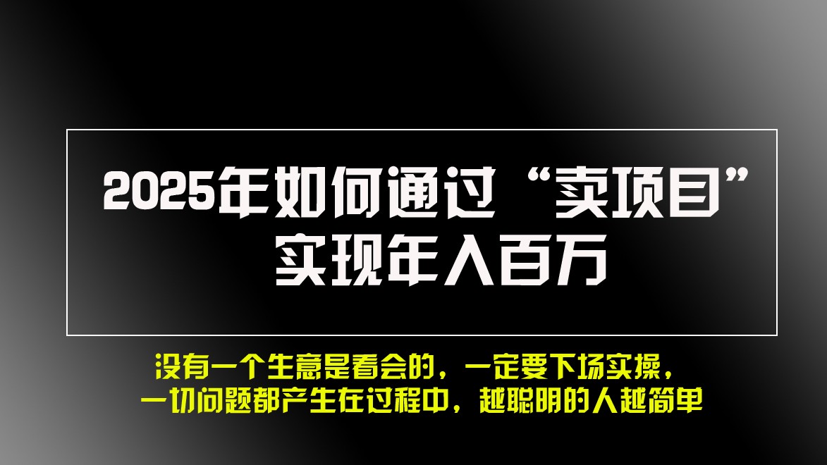 2025年如何通过“卖项目”实现年入百万-鼎铸网