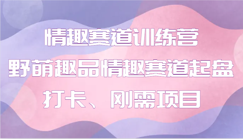 情趣赛道训练营 野萌趣品情趣赛道起盘打卡、刚需项目-鼎铸网