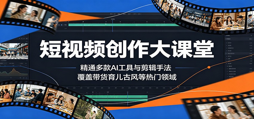 短视频创作大课堂:精通多款AI工具与剪辑手法,覆盖带货、育儿、古风等热门领域-鼎铸网