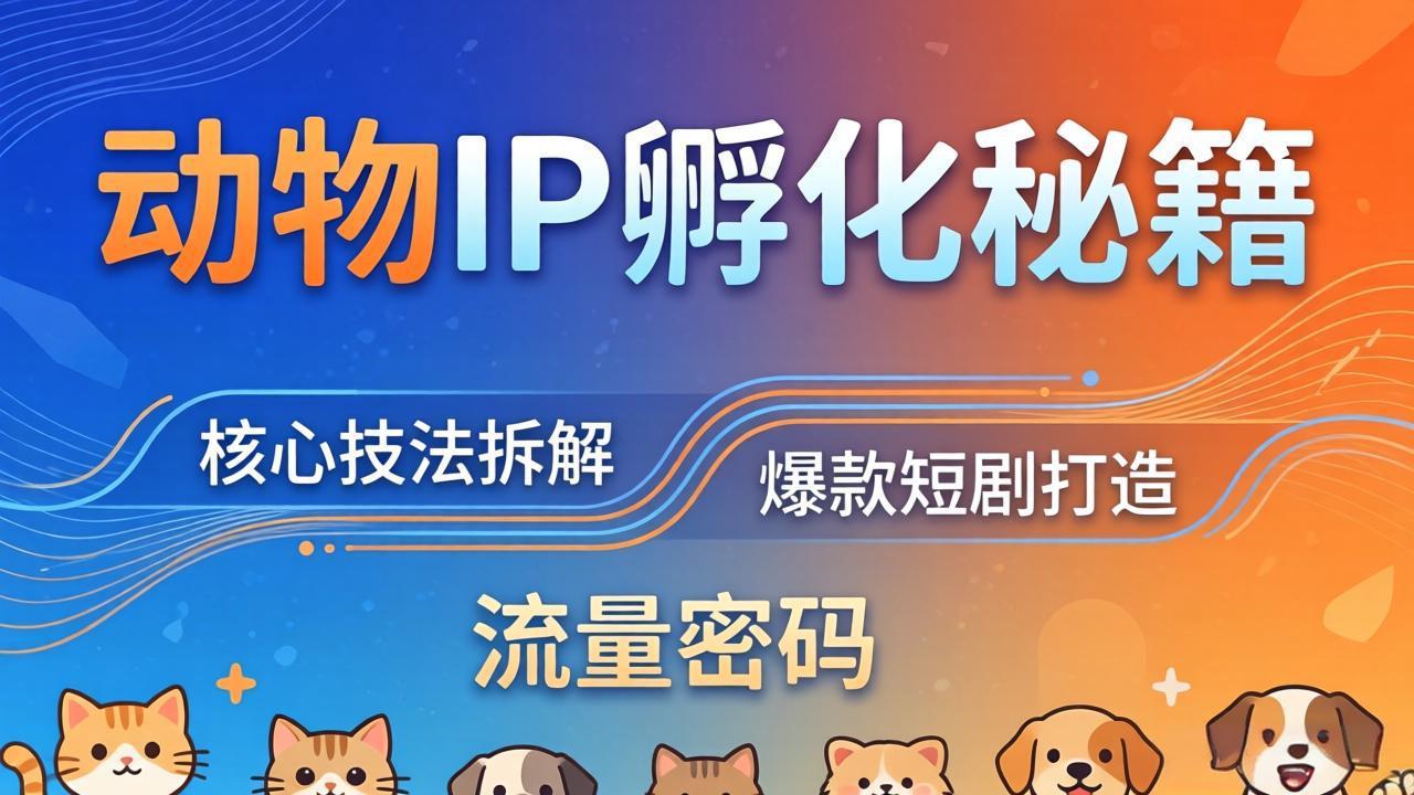 动物IP孵化全套秘籍,三大核心技法拆解,打造爆款萌宠短剧,轻松拿捏赛道流量密码-鼎铸网
