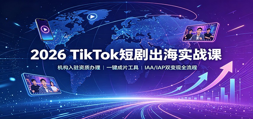 2026 TikTok短剧出海实战课：机构入驻资质办理，一键成片工具，IAA/IAP双变现全流程-鼎铸网