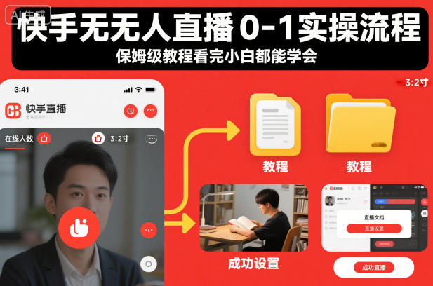 快手无人直播0-1实操流程,保姆级教程看完小白都能学会-鼎铸网