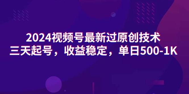 (9505期)2024视频号最新过原创技术，三天起号，收益稳定，单日500-1K-鼎铸网