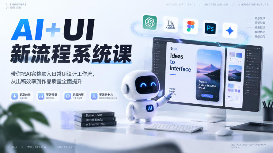 【无水印】AI+UI新流程系统课，带你把AI完整融入日常UI设计工作流，从出稿效率到作品质量全面提升(2026第4期)-鼎铸网