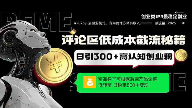 评论区低成本引流秘籍,精准钩子直击用户,单账号日增300+创业粉,日稳...-鼎铸网