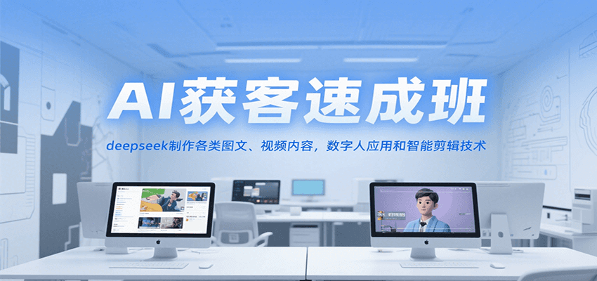 AI获客速成班,deepseek制作各类图文、视频内容,数字人应用和智能剪辑技术-鼎铸网