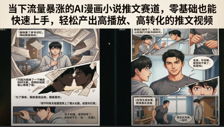 当下流量暴涨的AI漫画小说推文赛道，零基础也能快速上手，轻松产出高播放、高转化的推文视频-鼎铸网