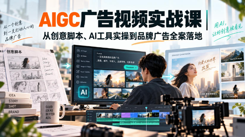 f67e7a163eb009f40df5a52f8f5bb64c.jpeg AIGC广告视频实战课|从创意脚本、AI工具实操到品牌广告全案落地