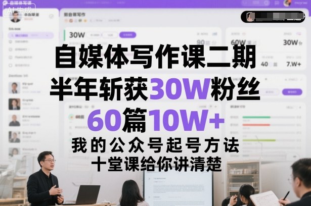 f6eb2b3f4d3dde0ea9eb44cd6e4e1315.jpeg 自媒体写作课二期,半年斩获30W粉丝,60篇10W+,我的公众号起号方法论,十堂课给你讲清楚