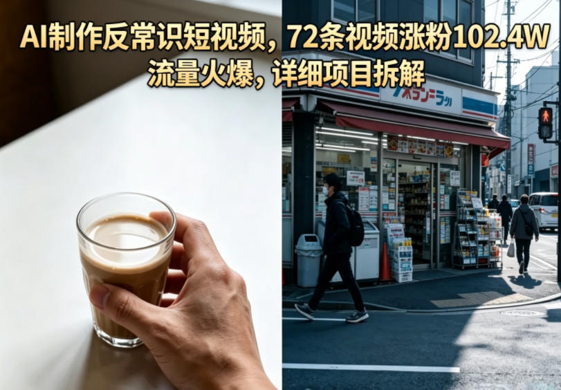 AI制作反常识短视频,72条视频涨粉102.4W,流量火爆,详细项目拆解-鼎铸网