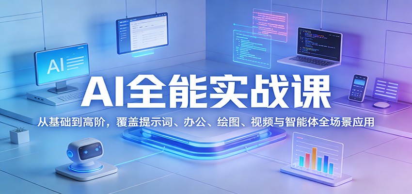 AI全能实战课：从基础到高阶，覆盖提示词、办公、绘图、视频与智能体全场景应用-鼎铸网