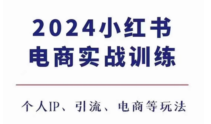 2024小红书电商3.0实战训练，包含个人IP、引流、电商等玩法-鼎铸网