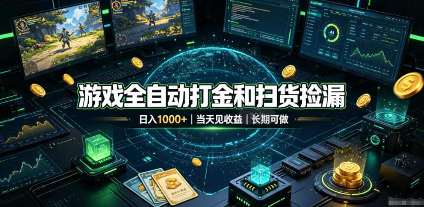 游戏全自动打金和扫货捡漏,日入1k+,当天见收益,长期可做!【揭秘】-鼎铸网