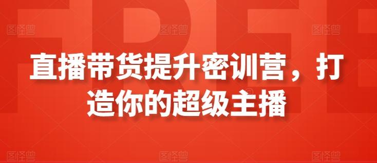 直播带货提升密训营，打造你的超级主播-鼎铸网