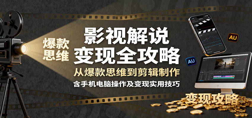 影视解说变现全攻略:从爆款思维到剪辑制作,含手机电脑操作及变现实用技巧-鼎铸网