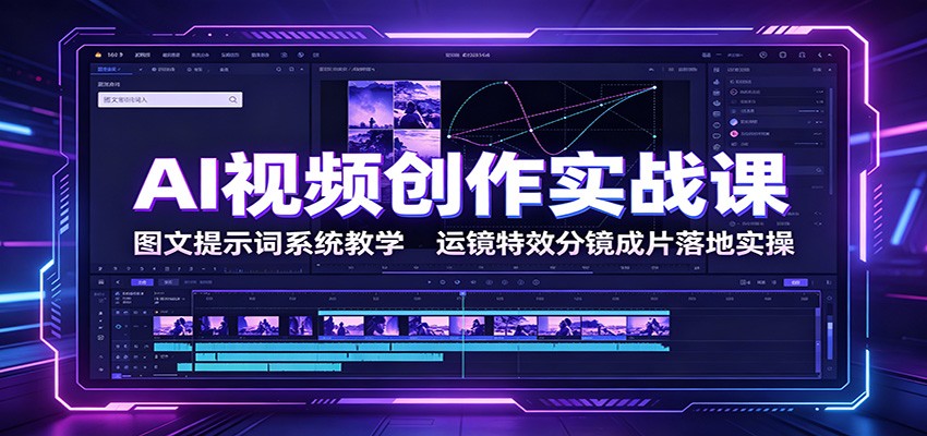 AI视频创作实战课:图文提示词系统教学,运镜特效分镜成片落地实操-鼎铸网