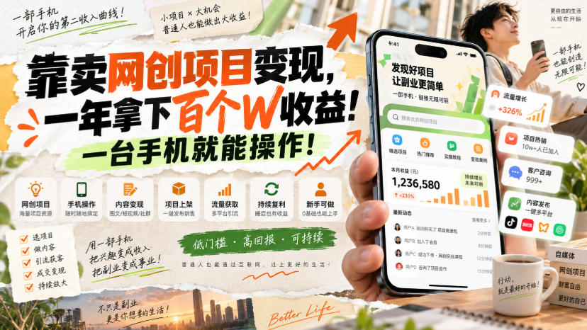 网创小程序虚拟资料变现,一年拿下百万收益,一部手机就可以做,0成本变现副业!-鼎铸网