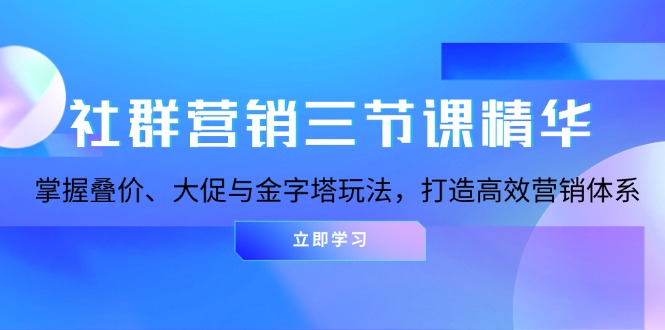 社群营销三节课精华：掌握叠价、大促与金字塔玩法，打造高效营销体系-鼎铸网