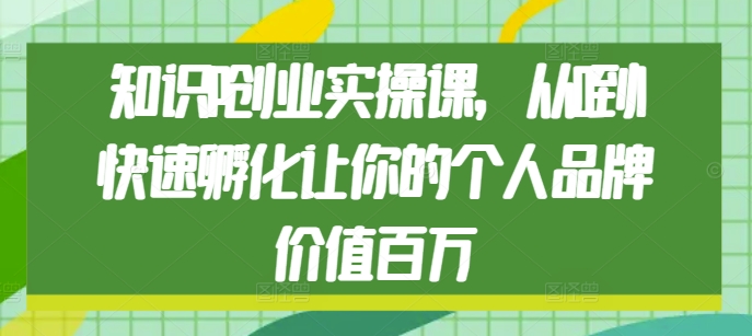 知识IP创业实操课,从0到1快速孵化让你的个人品牌价值百万-鼎铸网