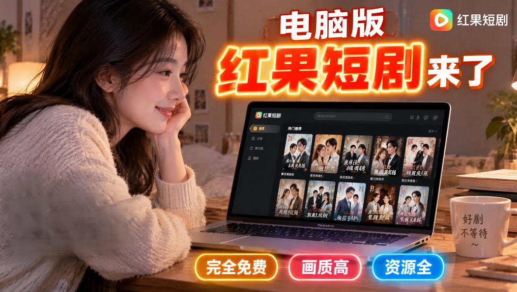 手机看短剧费眼?电脑版红果短剧来了,完全免费、画质高、资源全-鼎铸网