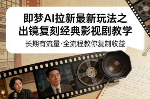 即梦AI拉新最新玩法之出镜复刻经典影视剧教学，长期有流量，全流程教你复制收益-鼎铸网