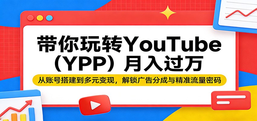带你玩转YouTube(YPP)月入过万:从账号搭建到多元变现,解锁广告分成与精准流量密码-鼎铸网