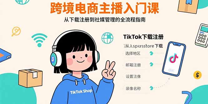 f9003cd0094e502a3dfd188161606068.jpeg 跨境电商主播入门课,TikTok下载注册,支付工具配置,社媒账号管理全流程