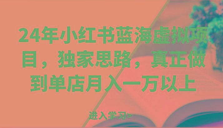 24年小红书蓝海虚拟项目，独家思路，真正做到单店月入一万以上。-鼎铸网