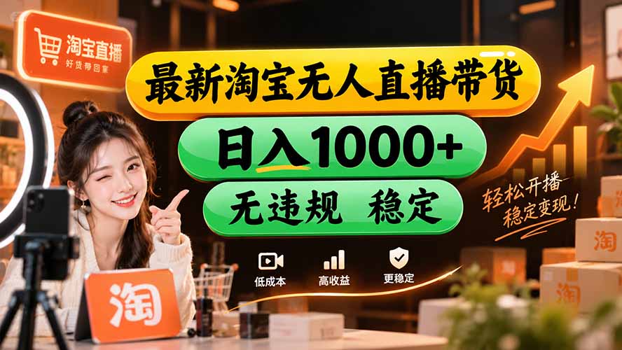 f937dfcbe6c25aea2fe0949bf1908346.jpeg 【新技术】淘宝无人直播,独家,日入2K+,无封号,可矩阵,长期稳定