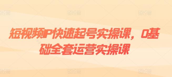 短视频IP快速起号实操课，0基础全套运营实操课，爆款内容设计+粉丝运营+内容变现-鼎铸网