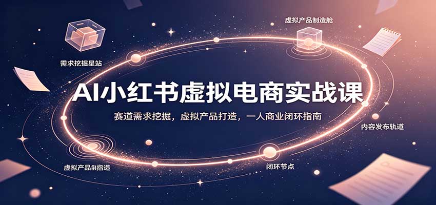 AI小红书虚拟电商实战课：赛道需求挖掘，虚拟产品打造，一人商业闭环指南-鼎铸网