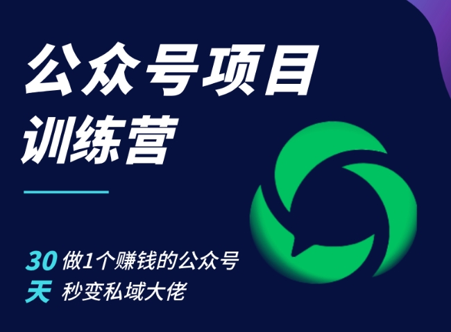 公众号项目训练营，30天做1个赚钱的公众号，秒变私域大佬-鼎铸网