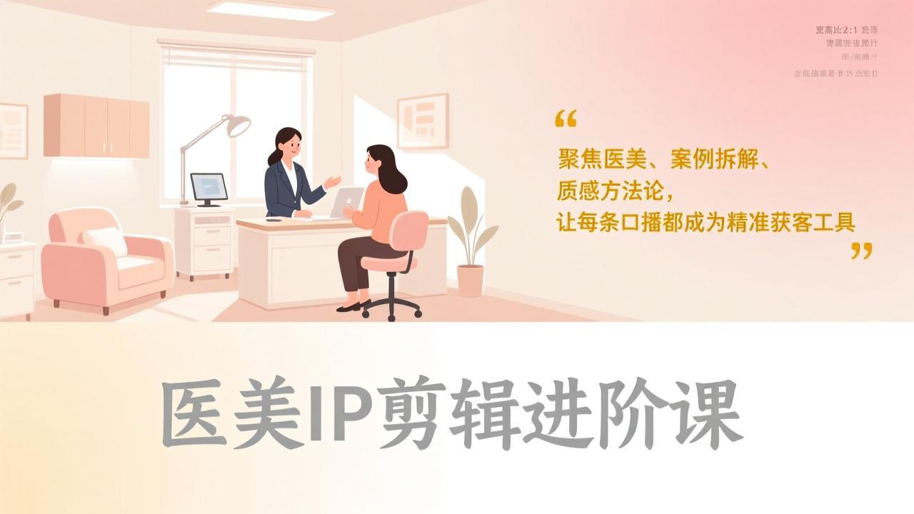 医美IP剪辑进阶课,聚焦医美、案例拆解、质感方法论,让每条口播都成为精准获客工具-鼎铸网