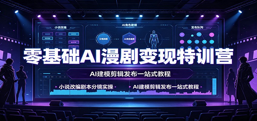 零基础AI漫剧变现特训营:小说改编剧本分镜实操,AI建模剪辑发布一站式教程-鼎铸网