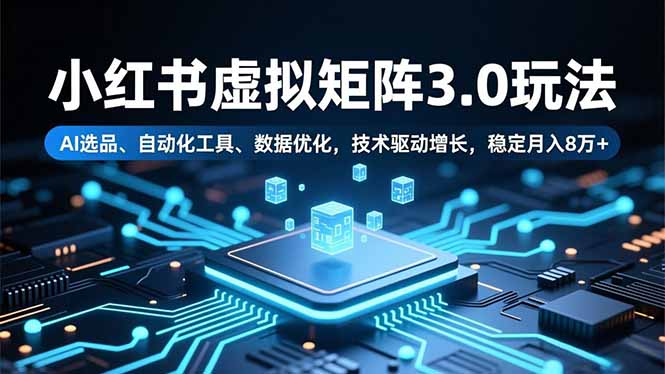 faa35973b282094df2abc6f21ad78f04.jpeg 小红书虚拟矩阵3.0玩法,AI选品、自动化工具、数据优化,技术驱动增长,稳定月入8万+